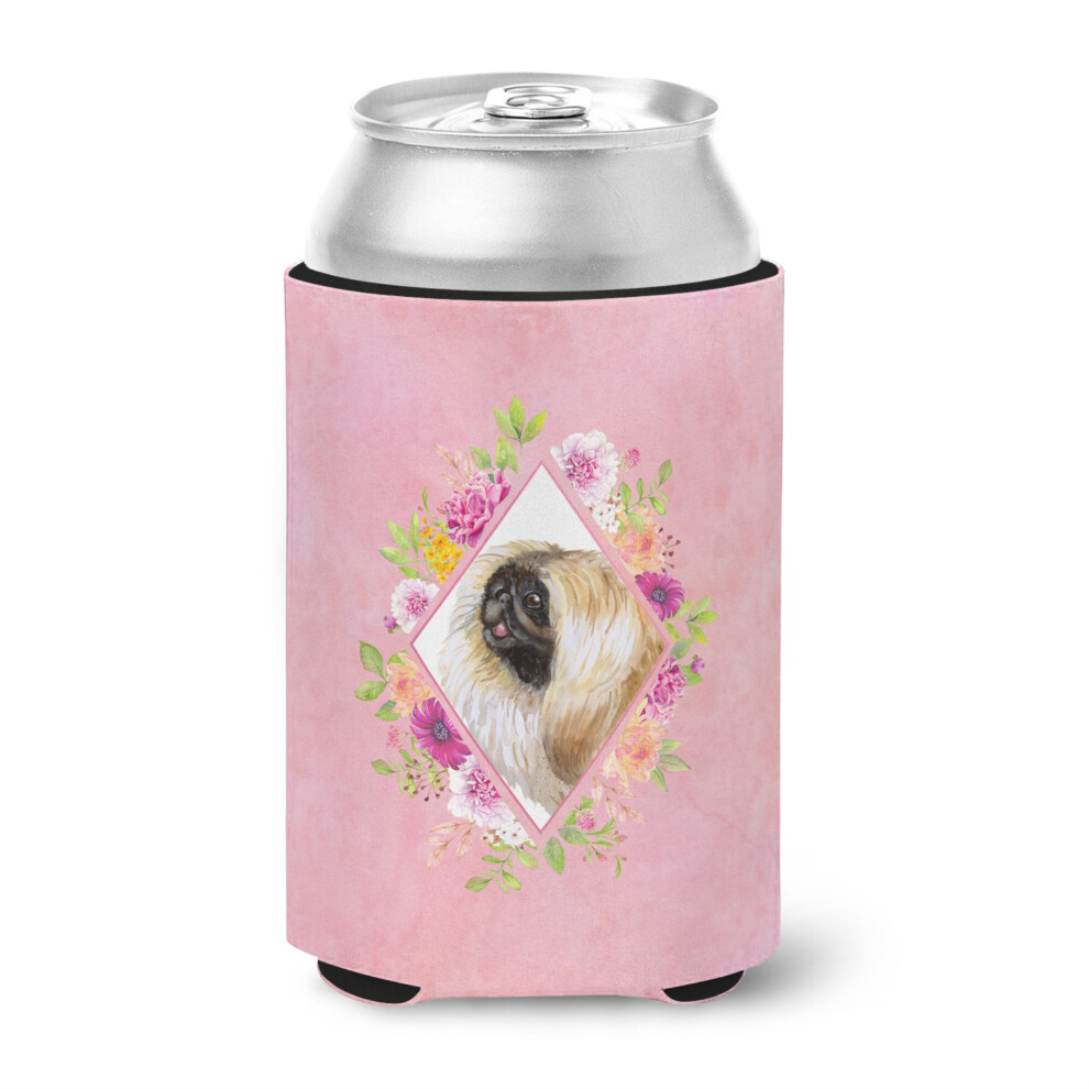 "Caroline's Treasures CK4166CC Pekingese Pink Flowers Can Or Bottle Hugger Boisson Froide Koozies 12 Oz Multicolore"-image