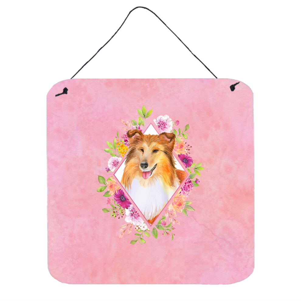 ""Caroline's Treasures Sheltie Shetland Sheepdog Fleurs Roses D Coration Murale Suspendre Pour Porte Multicolore""-image