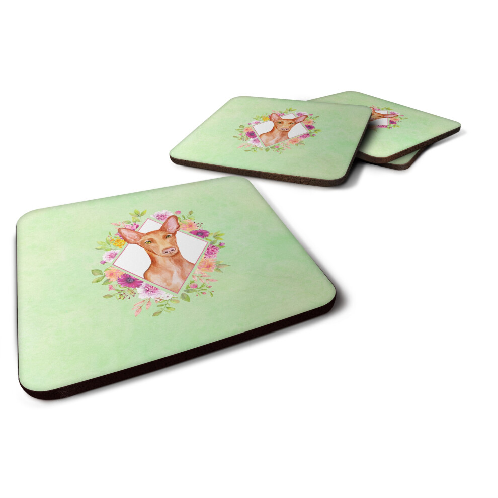 ""Caroline's Treasures CK4328FC Pharaoh Hound Green Flowers Schaumstoff-Set Mit 4 Untersetzern, Mehrfarbig""-image
