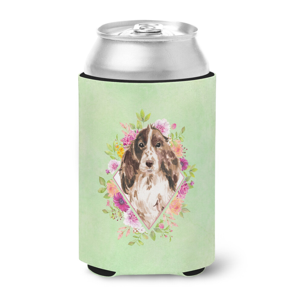 "Caroline's Treasures Brown Parti Cocker Spaniel Green Flowers Can Or Bottle Hugger Boisson Froide Koozies 12 Oz Multicolore"-image