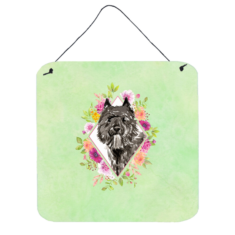 ""Caroline's Treasures Bouvier Des Flandres Fleurs Vertes D Coration Murale Suspendre Pour Porte Multicolore""-image