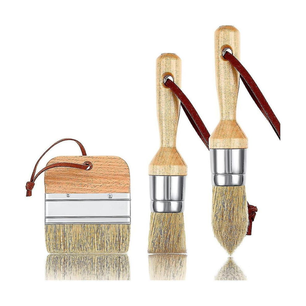 3pcs Chalk And Wax Paint Brushes Oval Brush For Acrylic Painting Bristle Stencil Brushes For Wood F