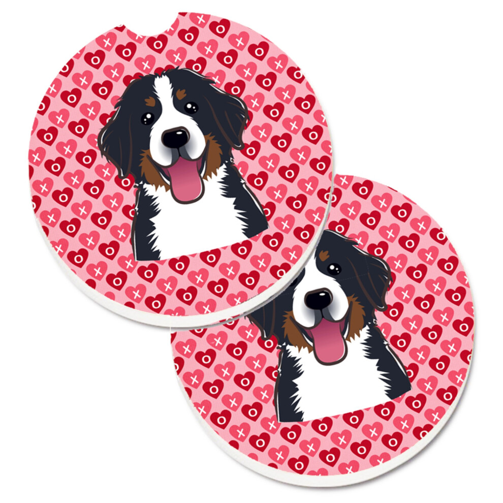 ""Caroline's Treasures Lot de 2 porte-gobelets pour voiture Motif cœurs de bouvier bernois 2,56 Multicolore""