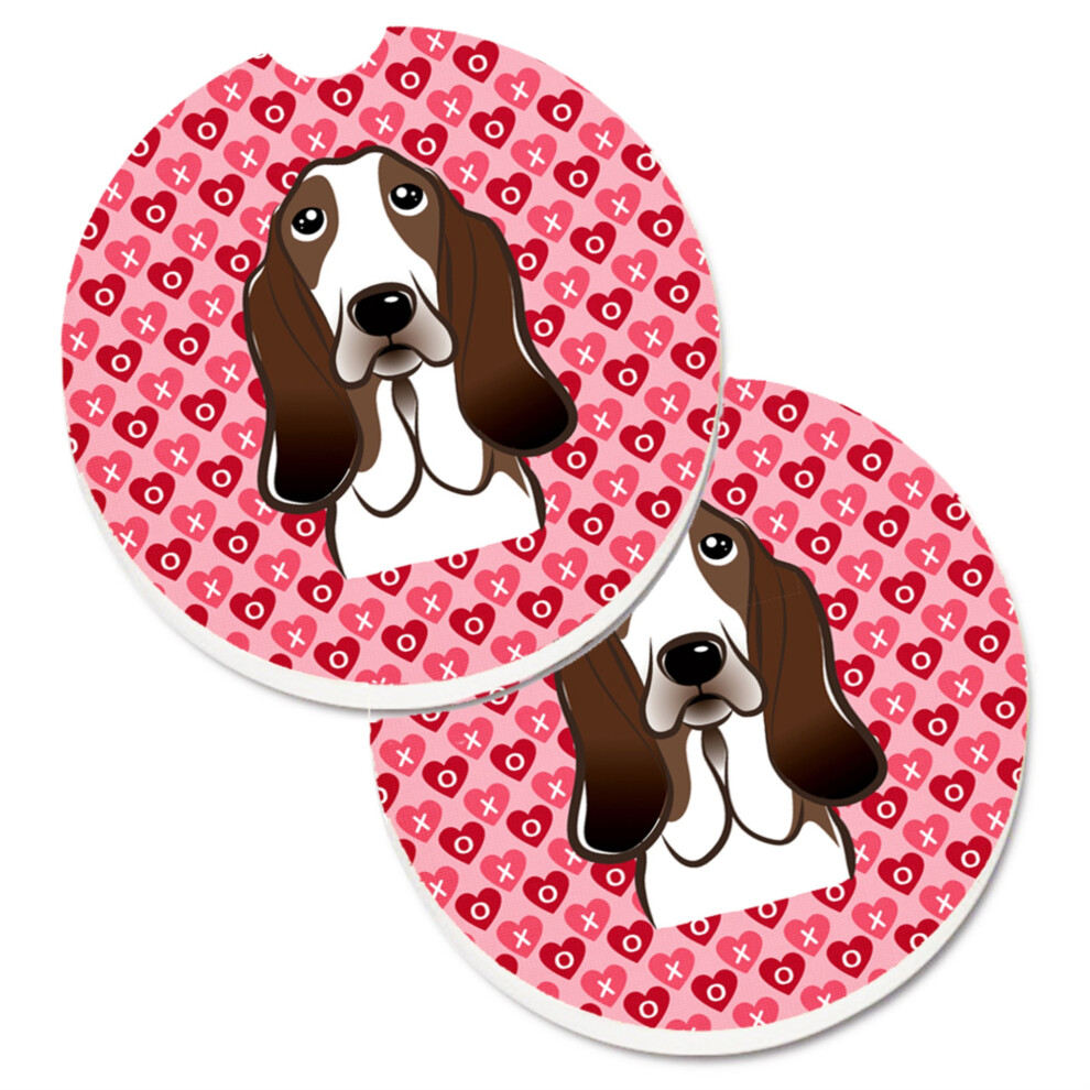 "Caroline's Treasures Basset Hound Hearts 2Er-Set Getr?Nkehalter-Autountersetzer 2,56 Zoll, Mehrfarbig"-image