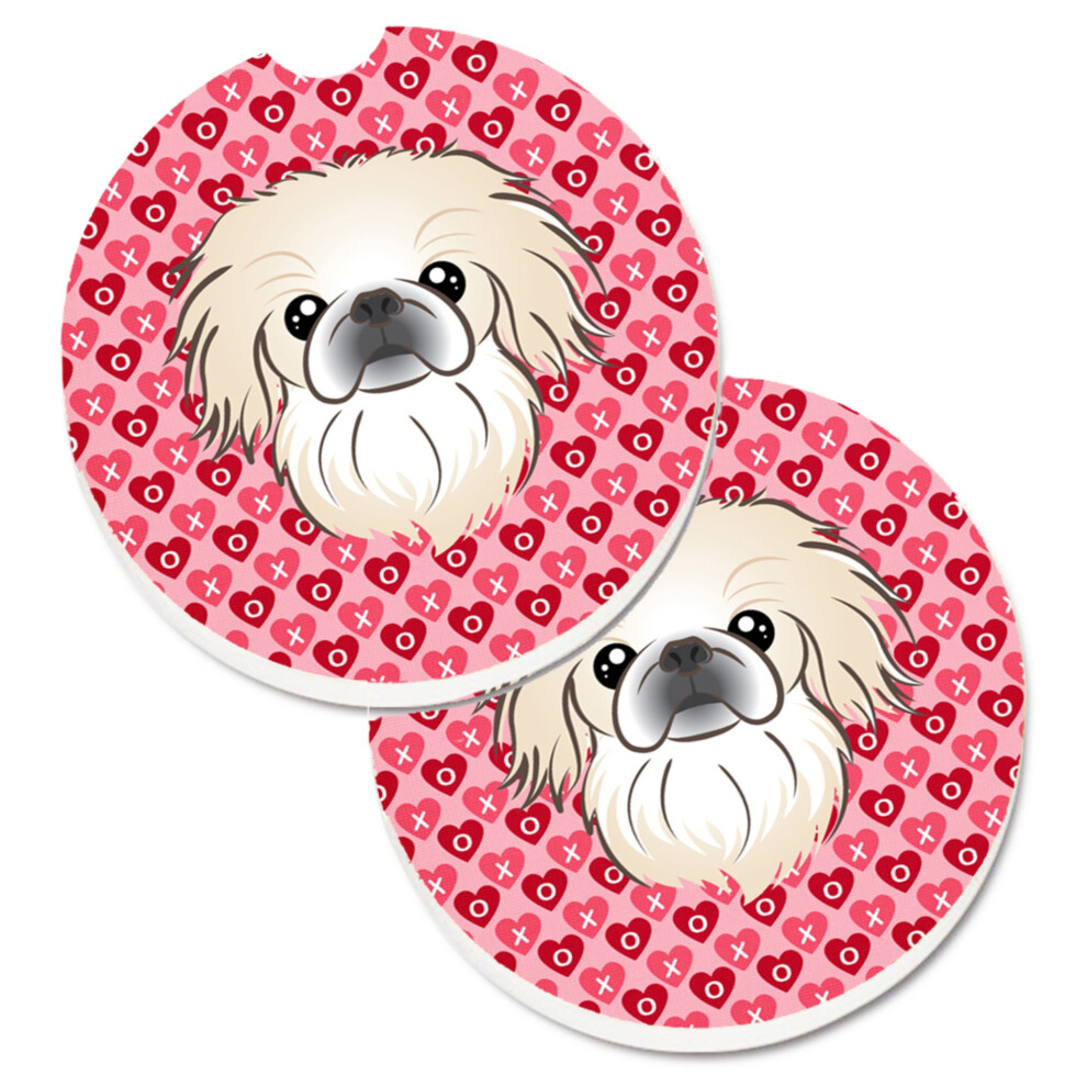 Caroline's Treasures Pekingese Hearts Set Of 2 Cup Holder Car Coasters 2.56 Multicolor 638508673633