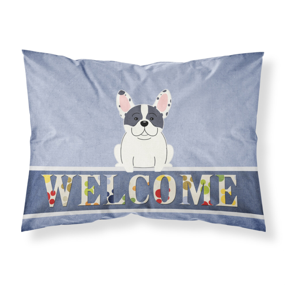 ""Taie d'oreiller standard de bienvenue Bouledogue fran   ais Piebald de Caroline's Treasures""