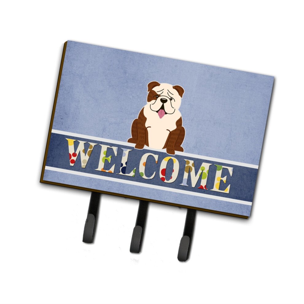 Caroline's Treasures White Welcome English Bulldog Brindle Wall Hook Triple