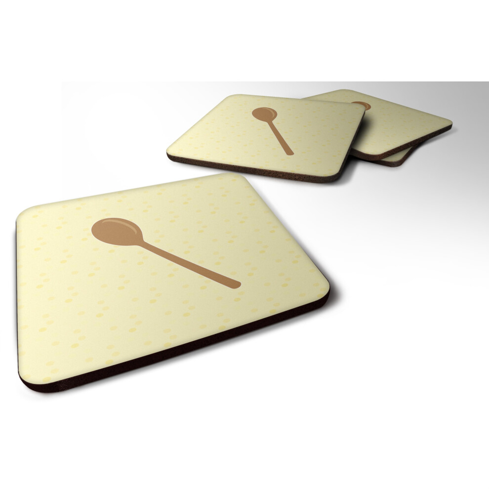""Posavasos Decorativos De 3,5"" Con Cuchara De Madera De Caroline's Treasures En Color Amarillo-image