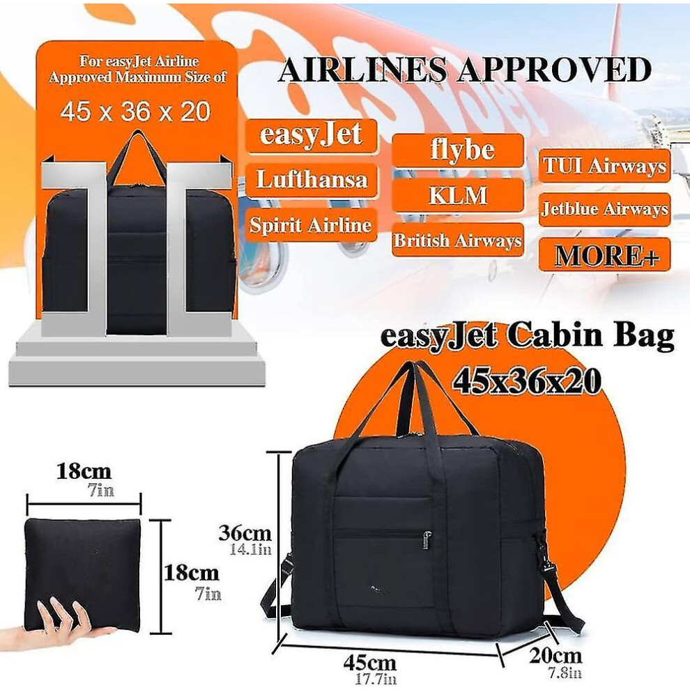 2X Travel Bag 45X36x20 Foldable Gym Shoulder Bag Sports Bag Hand Travel Suitcase 40L Black