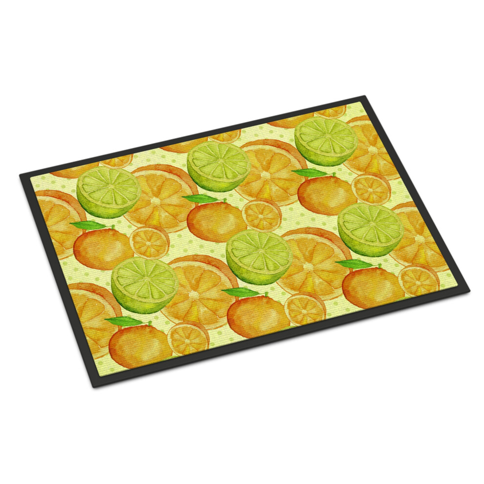 ""Caroline's Treasures Fu Matte Mit Limetten- Und Orangenmotiv, F R Drinnen Und Drau En, Aquarellfarben, 18 Zoll H X 27 Zoll B, Mehrfarbig""-image