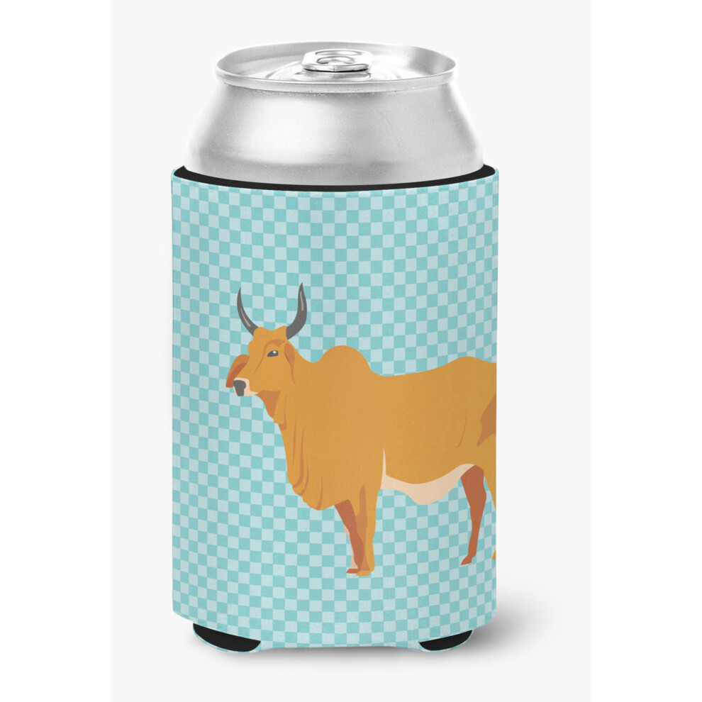 """"Caroline's Treasures Zebu Indicine Cow Blue Check Decorative Can Hugger Multicolor""""-image