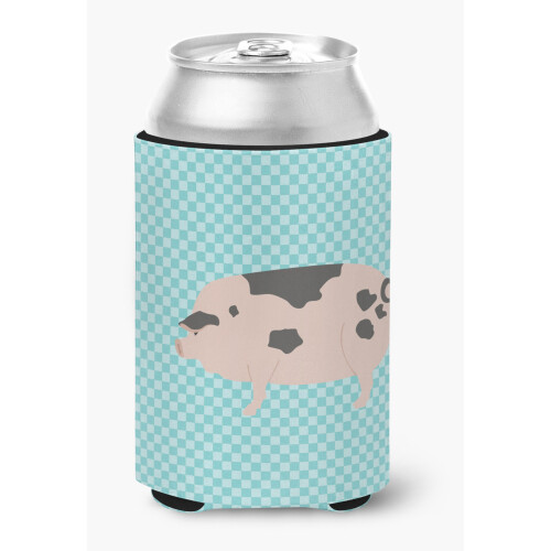 """" Comorile Carolinei Gloucester Old Spot Pig Blue Check Decorative Can Hugger Multicolor """"