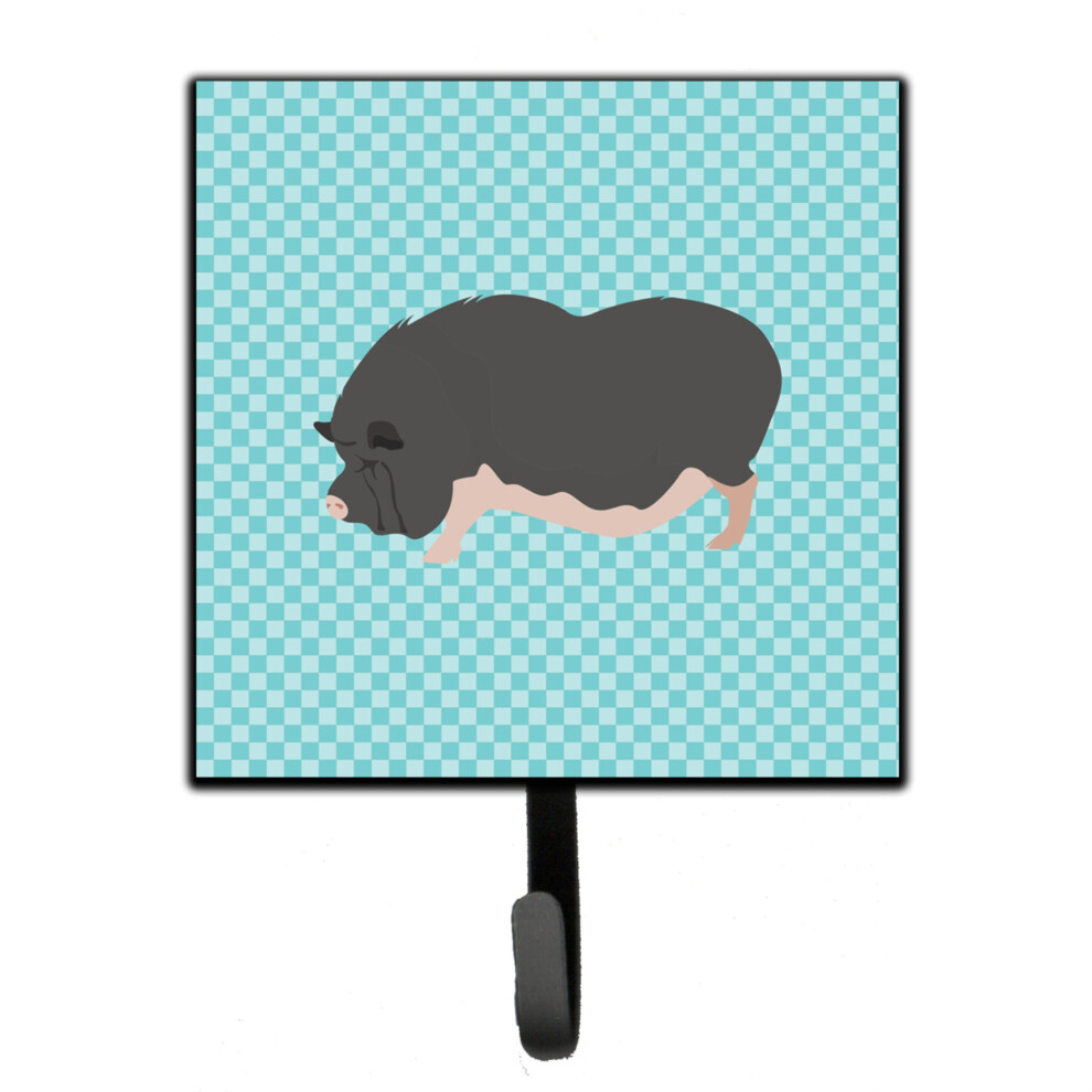 Caroline's Treasures Wandhaken Vietnamesisches H Ngebauchschwein Blau Kariert Klein Mehrfarbig-image