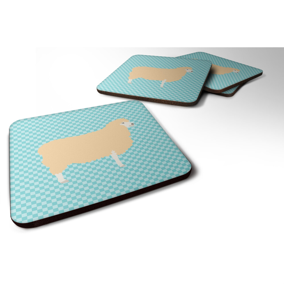 """"Caroline's Treasures Sous-verres d   coratifs en laine de mouton Leicester anglais     carreaux bleus 3,5""