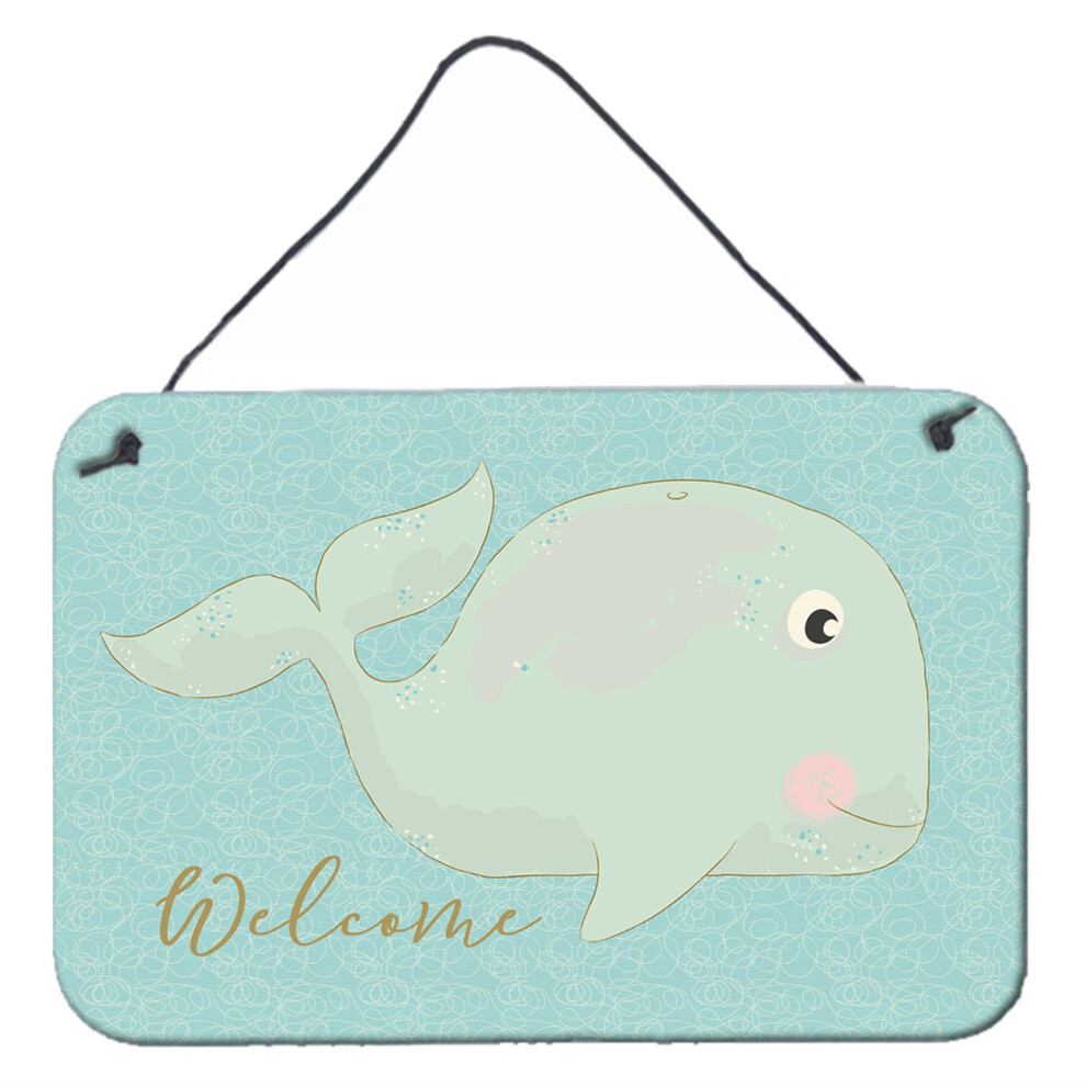 """"Caroline's Treasures Whale Welcome Stampa Su Metallo 8"""""""" X 12""""""""""""-image