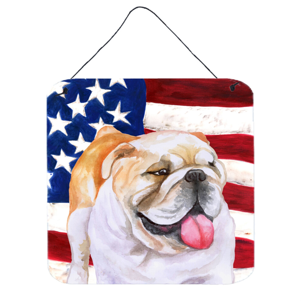 ""Caroline's Treasures Engelse Bulldog Patriottische Metalen Print 6H X 6W Usa Amerikaanse Vlag""-image