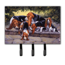 ""Caroline's Treasures BDBA0276TH68 Basset Hound Puppies  Momma and Daddy Leash or Key Holder  Large  Multicolor""