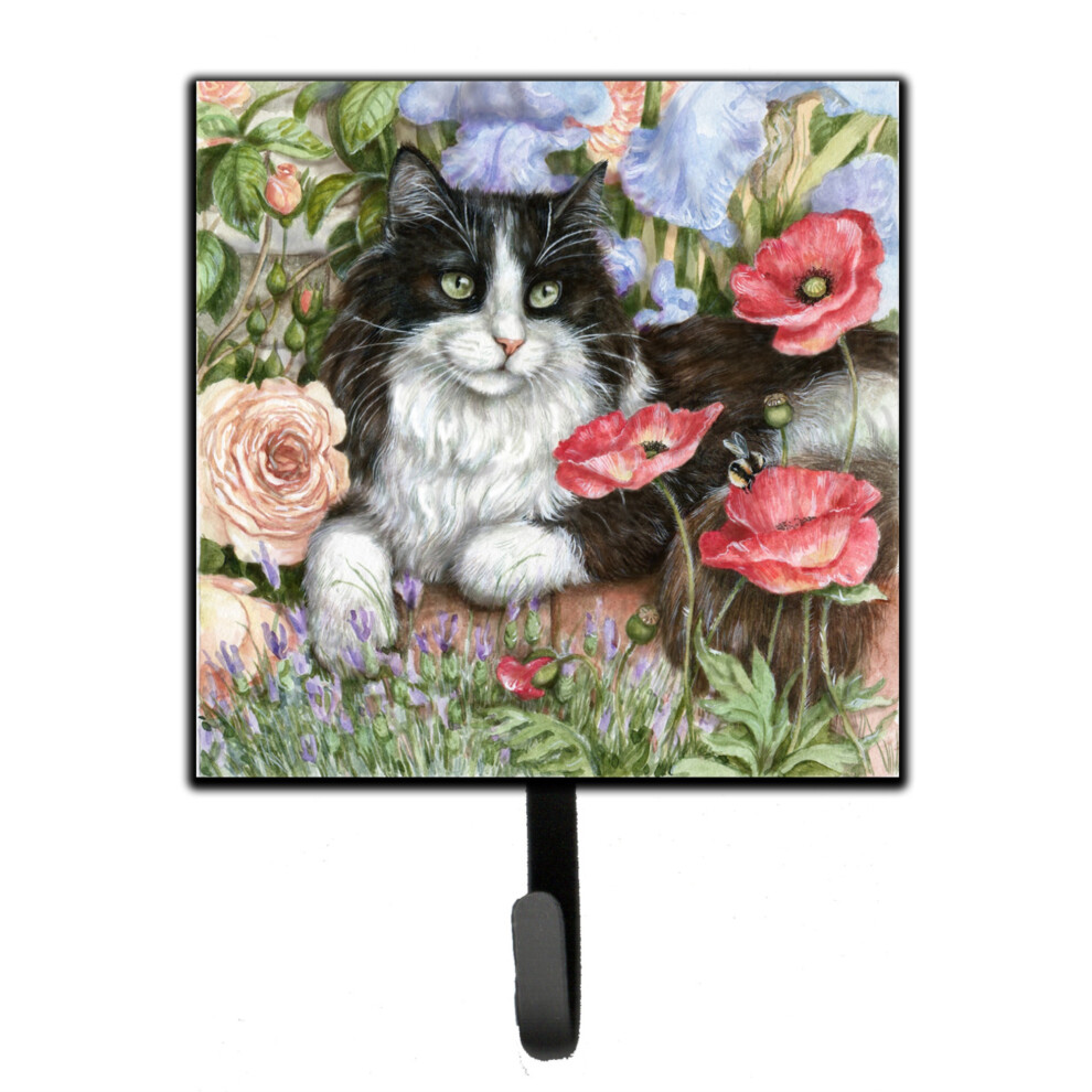 ""Caroline's Treasures - Schwarz-Wei E Katze Mit Mohnblumen Als Leine Oder Schl Sselanh Nger, CDCO0231SH4, Klein, Mehrfarbig""-image
