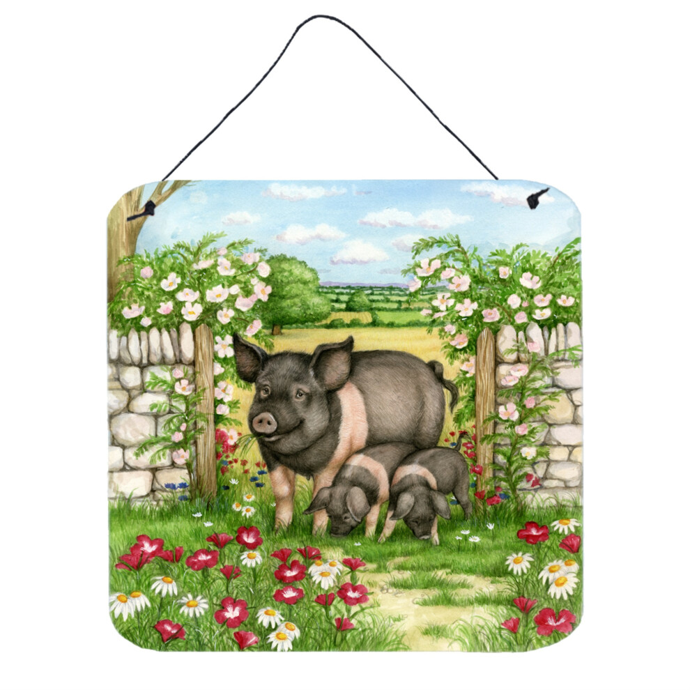 ""Caroline's Treasures Pigs Rosie Et Piglets D Coration Murale Ou De Porte CDCO0375DS66 6HX6W Multicolore""-image