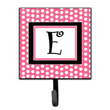 ""Caroline's Treasures CJ1001-ESH4 Letter E Initial Monogram-Pink Black Polka Dots Leash Holder or Key Hook  Small  Multicolor""