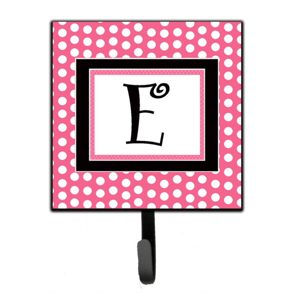 ""Caroline's Treasures CJ1001-ESH4 Monogramm Buchstabe E, Rosa-Schwarz Gepunktet, Leinenhalter Oder Schl Sselhaken, Klein, Mehrfarbig""-image