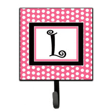 ""Caroline's Treasures CJ1001-LSH4 Letter L Initial Monogram-Pink Black Polka Dots Leash Holder or Key Hook  Small  Multicolor""