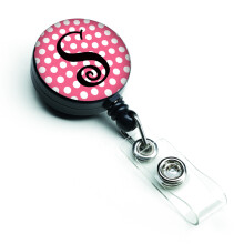 """" Caroline's Comorsures Letter S Monogram Pink Black Polka Dots Insigna retractabila multicolor (CJ1001-SBR) """"