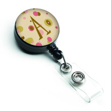 """" Scrisoarea de comori a lui Caroline A Monogram Tan Dots Retractable Badge Reel Multicolor (CJ1004-ABR) """"