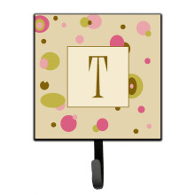 ""Caroline's Treasures CJ1004-TSH4 Letter T Initial Monogram-Tan Dots Leash Holder or Key Hook  Small  Multicolor""