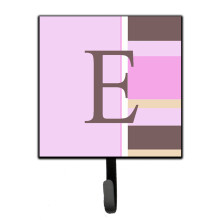 ""Caroline's Treasures CJ1005-ESH4 Letter E Initial Monogram-Pink Stripes Leash Holder or Key Hook  Small  Multicolor""