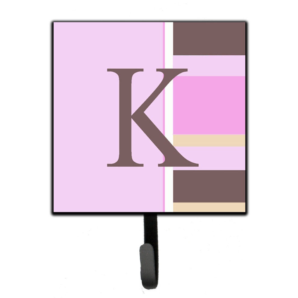 ""Caroline's Treasures CJ1005-KSH4 Porte-Laisse Ou Porte-Cl S Avec Lettre K Et Initiale Rayures Roses, Petit Mod Le Multicolore""-image