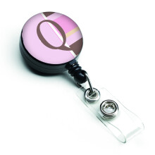 """" Caroline's Comorsures Letter Q ini?ial monograma roz dungi retractabile tambur multicolor (CJ1005-qbr) """"