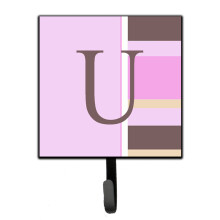 ""Caroline's Treasures CJ1005-USH4 Letter U Initial Monogram-Pink Stripes Leash Holder or Key Hook  Small  Multicolor""
