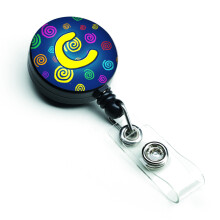 """" Caroline's Treasures Letter C Monograma ini?iala Blue Swirls Insigna retractabila multicolor (CJ1011-CBR) """"