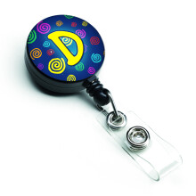 """" Caroline's Comorsures Letter D Monograma ini?iala Blue Swirls Insigna retractabila multicolor (CJ1011-DBR) """"