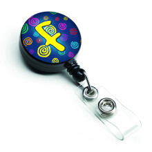"""" Caroline's Comorsures Letter f Monograma ini?iala Blue Swirls Insigna retractabila multicolor (CJ1011-FBR) """"