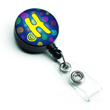 """" Caroline's Comorsures Letter H Monograma ini?iala Blue Swirls Retractable Insigna Reel Multicolor (CJ1011-HBR) """"