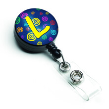 """" Caroline's Treasures Letter L Monograma ini?iala Blue Swirls Insigna retractabila multicolor (CJ1011-lbr) """"