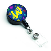 """" Caroline's Comorsures Letter W Monogram Ini?ial Blue Swirls Insigna retractabila multicolor (CJ1011-WBR) """"