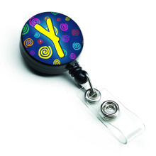 """" Caroline's Comorsures Letter y ini?ial monograma albastru vrtejuri retractabile tambur multicolor (CJ1011-ybr) """"