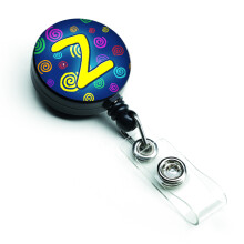 """" Caroline's Comorsures Letter Z Monograma ini?iala Blue Swirls Retractable Insigna Reel Multicolor (CJ1011-ZBR) """"