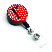 """" Caroline's Treasures Letter E Monogram Black Polka Dots Insigna retractabila multicolor (CJ1012-EBR) """"