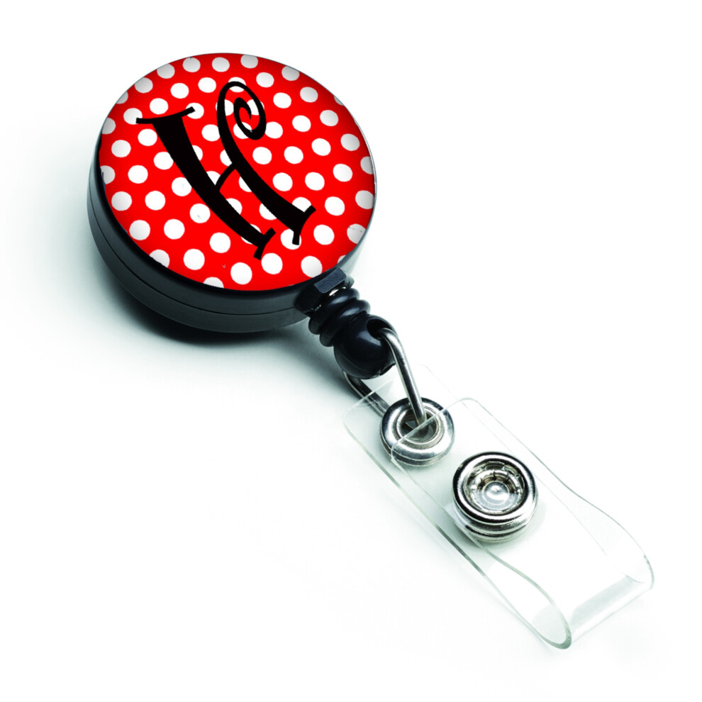""Caroline's Treasures Porte-Badge R Tractable Pois Rouges Et Noirs Avec Monogramme Lettre H Multicolore (CJ1012-HBR)""-image