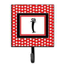 ""Caroline's Treasures CJ1012-ISH4 Letter I Initial Monogram-Red Black Polka Dots Leash Holder or Key Hook  Small  Multicolor""