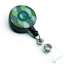 """" Comorile Carolinei ini?iale Q Monograma Blue Argoyle Retractable Badge Reel Multicolor (CJ1020-QBR) """"
