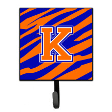 ""Caroline's Treasures CJ1023-KSH4 Letter K Initial Monogram-Tiger Stripe-Blue Orange Leash Holder or Key Hook  Small  Multicolor""