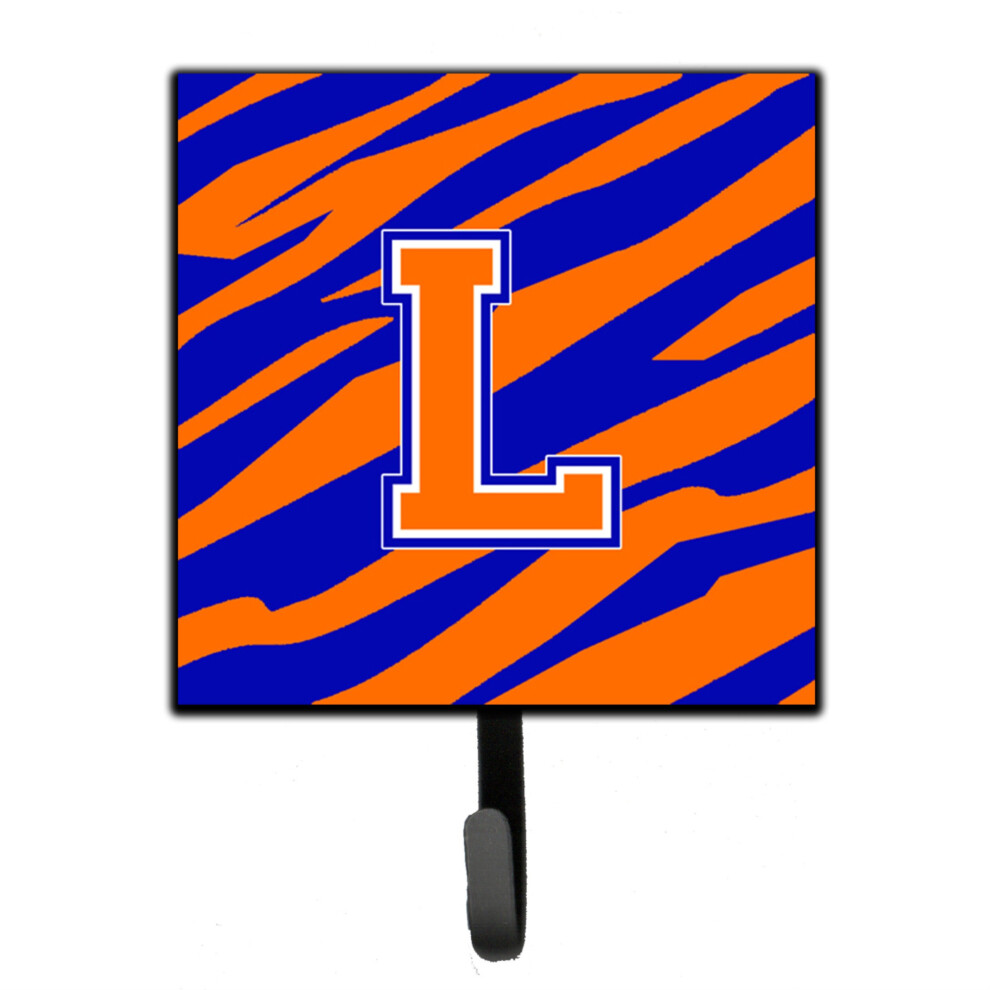 Porte-Cl S Ou Porte-Cl S Caroline's Treasures CJ1023-LSH4, Initiale L, Monogramme, Rayures Tigr Es, Bleu Et Orange, Petit, Multicolore-image