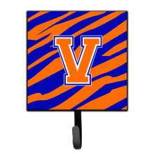 ""Caroline's Treasures CJ1023-VSH4 Letter V Initial Monogram-Tiger Stripe-Blue Orange Leash Holder or Key Hook  Small  Multicolor""
