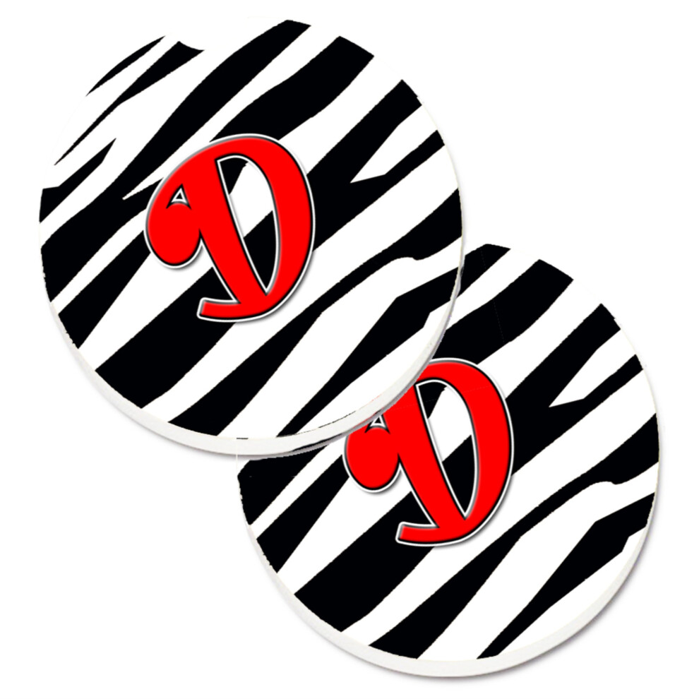 ""Caroline's Treasures Monogram Initial D Zebra Red Lot De 2 Porte-Gobelets Pour Voiture CJ1024-DCARC 2,56 Multicolore""-image