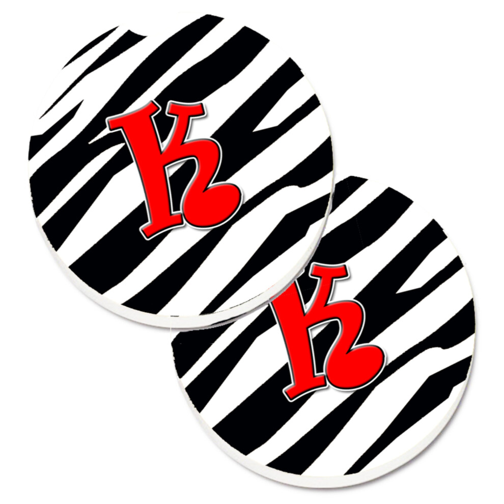 "Caroline's Treasures Monogramm-Initiale K Zebra-Rot 2Er-Set Getr?Nkehalter Auto-Untersetzer CJ1024-KCARC 2,56 Mehrfarbig"-image